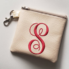 Load image into Gallery viewer, Monogram Coin Pouch (in Beige with Red letter Initial) | The Melon Patch by Deb™
