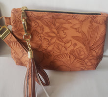 Load image into Gallery viewer, Embossed Floral Wristlet | The Melon Patch by Deb™
