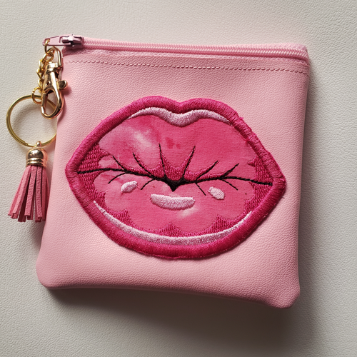 Kiss Me Coin Pouch (in Glitter Pink) | The Melon Patch by Deb™