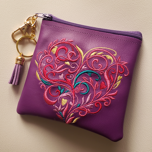 Fancy Heart Coin Pouch in Purple | The Melon Patch by Deb™