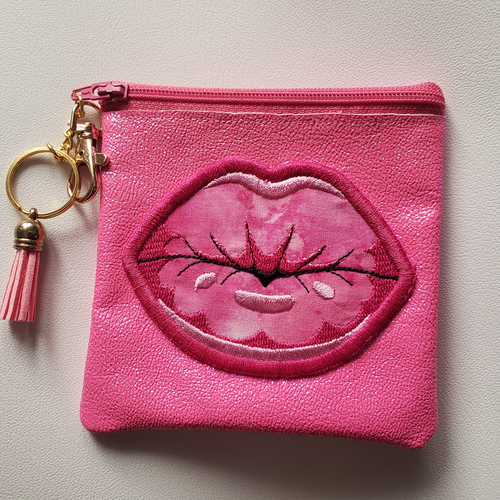 Kiss Me Coin Pouch in Glitter Pink | The Melon Patch by Deb™