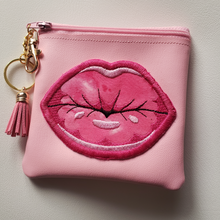 Load image into Gallery viewer, Kiss Me Coin Pouch (in Glitter Pink) | The Melon Patch by Deb™
