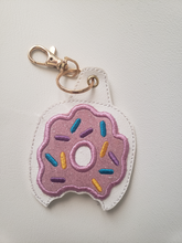 Load image into Gallery viewer, Donut Hand Sanitizer Holder (in White  with Pink frosting) | The Melon Patch by Deb™
