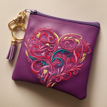 Load image into Gallery viewer, Fancy Heart Coin Pouch in Purple | The Melon Patch by Deb™
