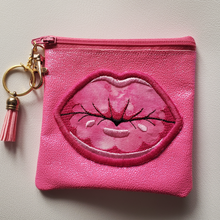 Load image into Gallery viewer, Kiss Me Coin Pouch in Glitter Pink | The Melon Patch by Deb™
