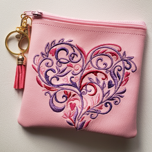 Load image into Gallery viewer, Fancy Heart Coin Pouch in Pink | The Melon Patch by Deb™
