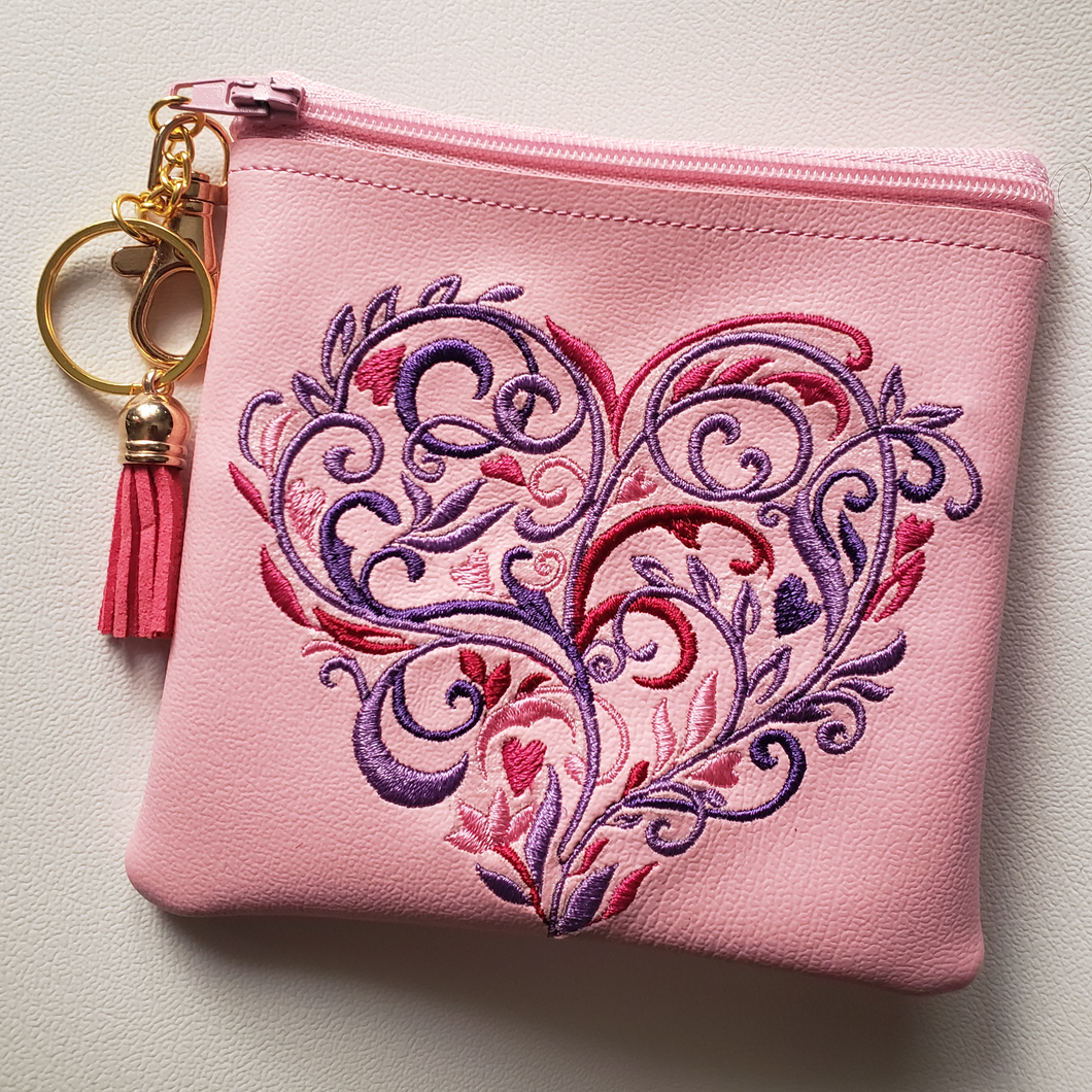 Fancy Heart Coin Pouch in Pink | The Melon Patch by Deb™